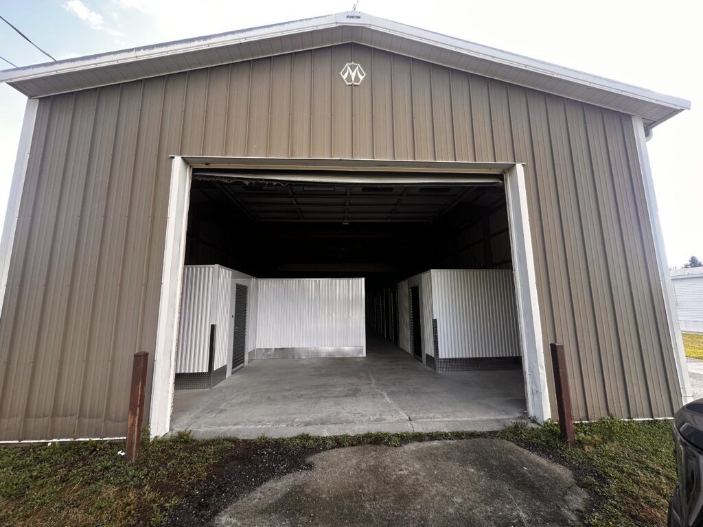 Brown metal building interior view