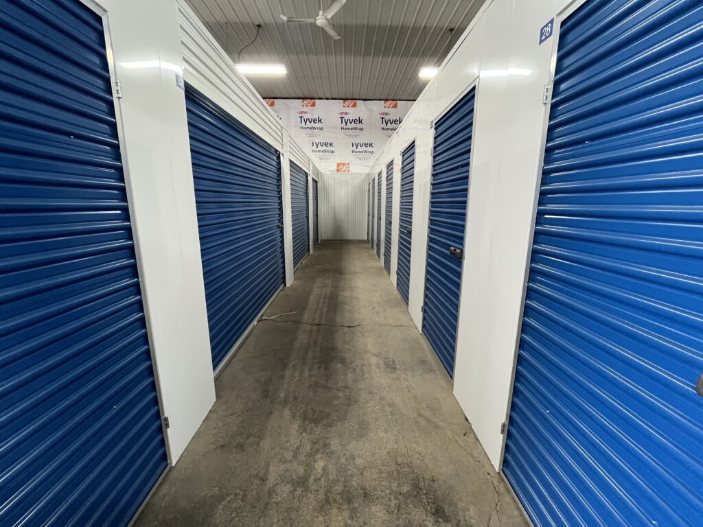 Storage unit hallway perspective